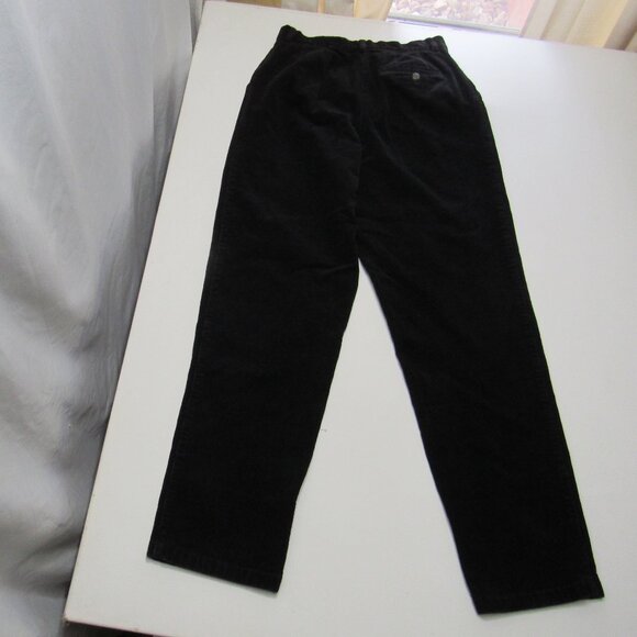 Vintage L.L.Bean Women's Black Corduroy Chino Everyday Pleated Trousers Pants - Picture 2 of 8